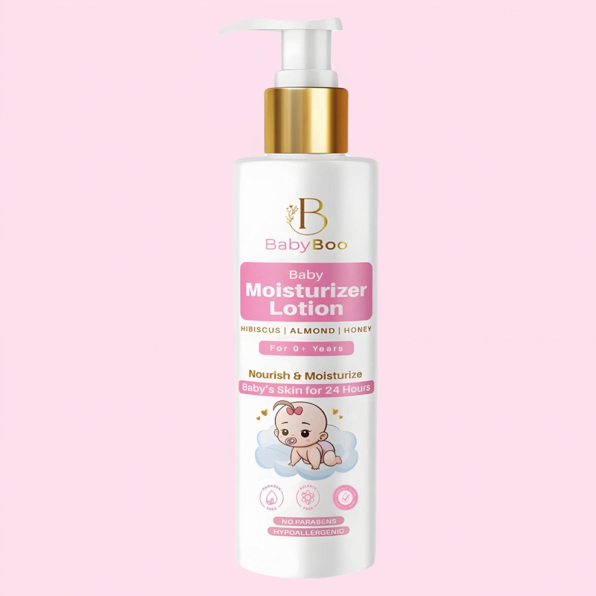 BabyBoo Baby Moisturizing Lotion with Hibiscus, Almond & Honey - 200 Ml