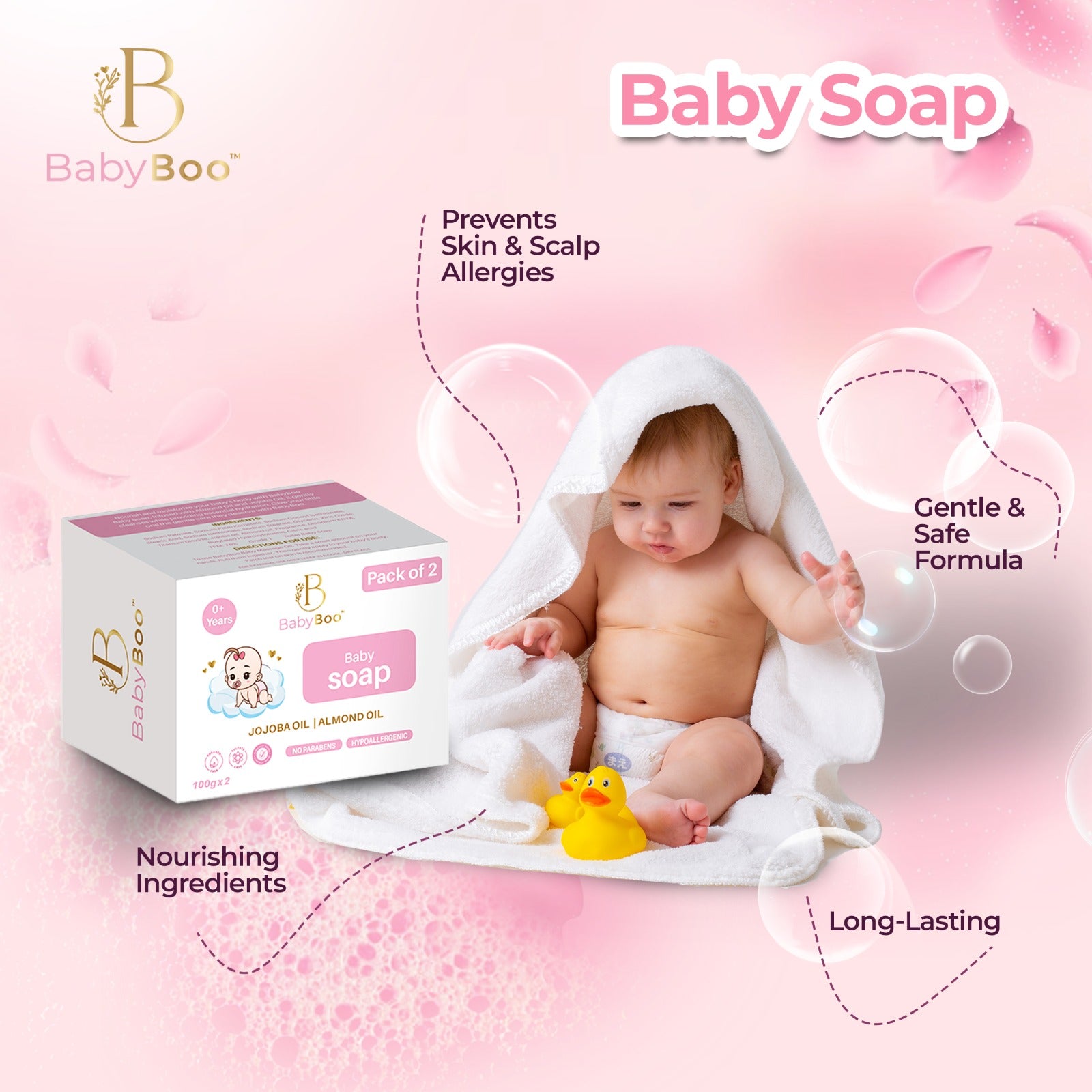 BabyBoo Baby Moisturizing Lotion & Baby Soap with Hibiscus, Almond & Honey - 200 Ml | Nourish & Moisturize Baby's Skin for 24 Hours